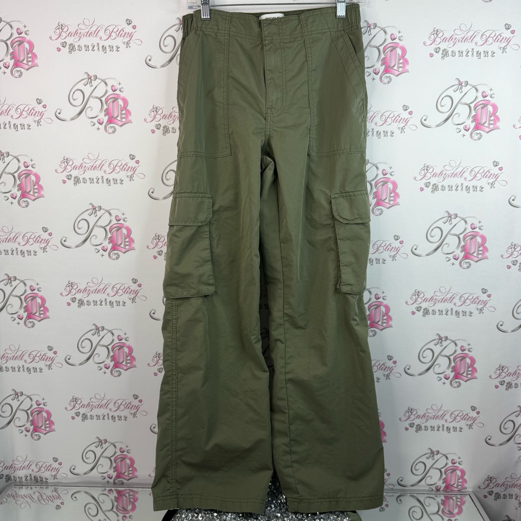 Ardene Pants Cargo Style Wide Leg Flare Green Olive Green Cargo Pants